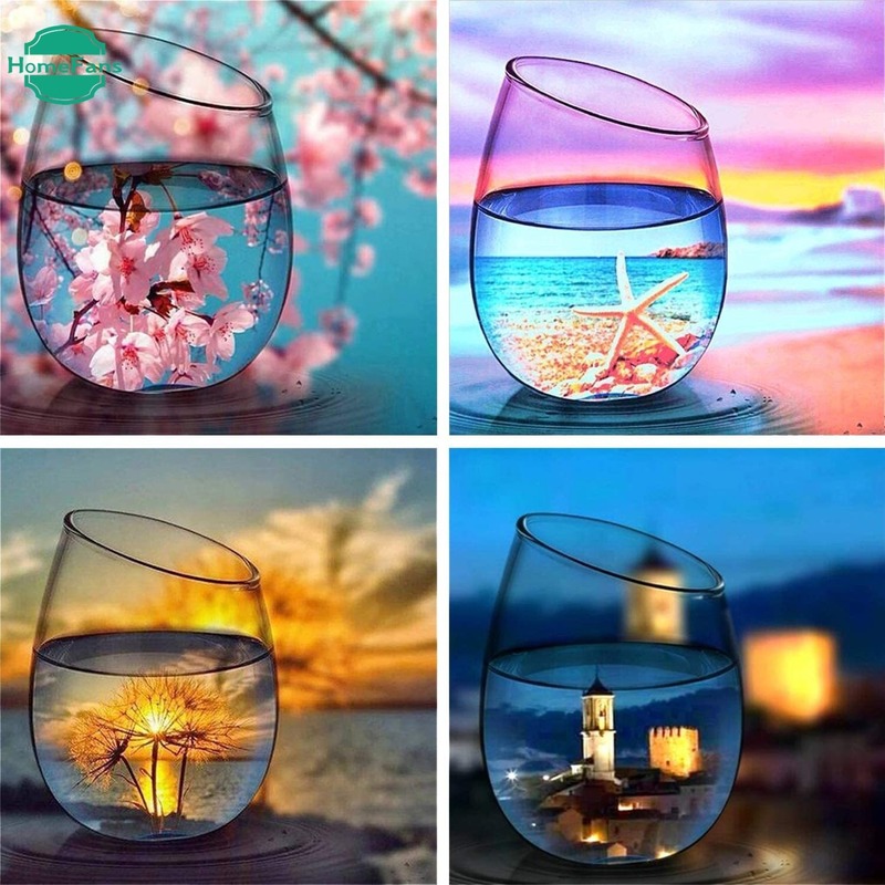 Bộ tranh đính đá 5D tự làm hình cốc nước nghệ thuật 5D cho người lớn 30 X 30cm