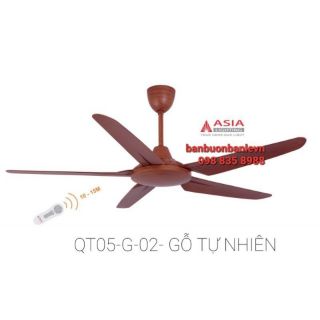( Voucher siêu ưu đãi 18%)  Quạt  trần 5 cánh có điều khiển Asia - QT- 05G-02 - Gỗ tự nhiên