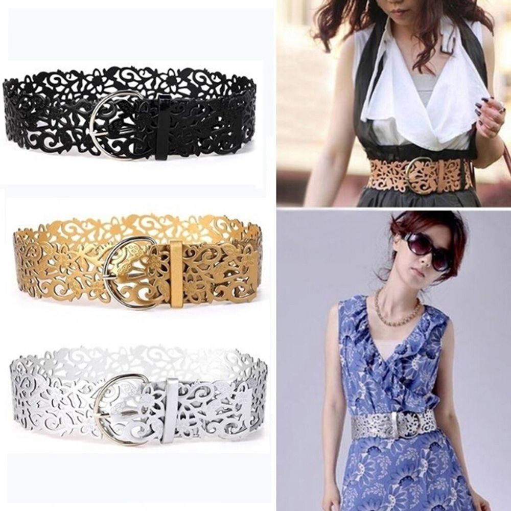 BACK2LIFE New Vogue Wide Fashion Hollow Buckle Belt Waistband