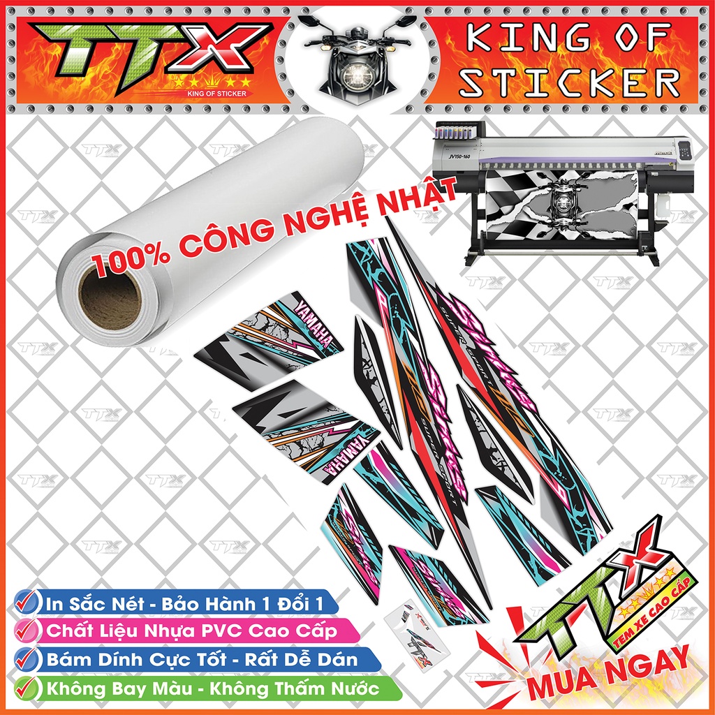 Tem xe sirius tia chớp , Team phụ kiện sirius chỉ xanh màu bạc nền đen siêu đẹp , Shop TTX tem rời sirius mã (S0005/A2)