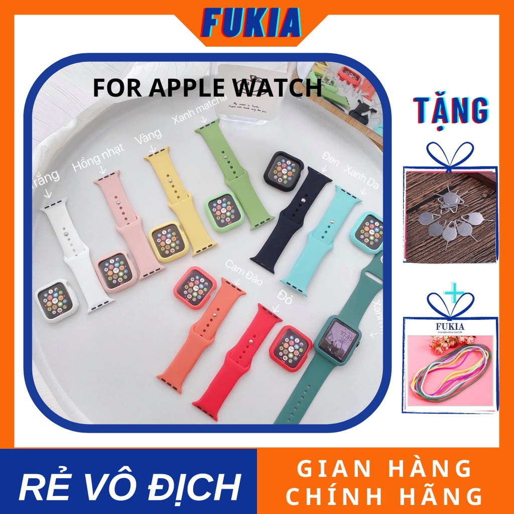 Combo ốp viền silicon dẻo và dây silicon cho Apple Watch đồng Hồ Thông Minh iWatch 1/2/3/4/5/6/SE size 38/40/42/44 mm