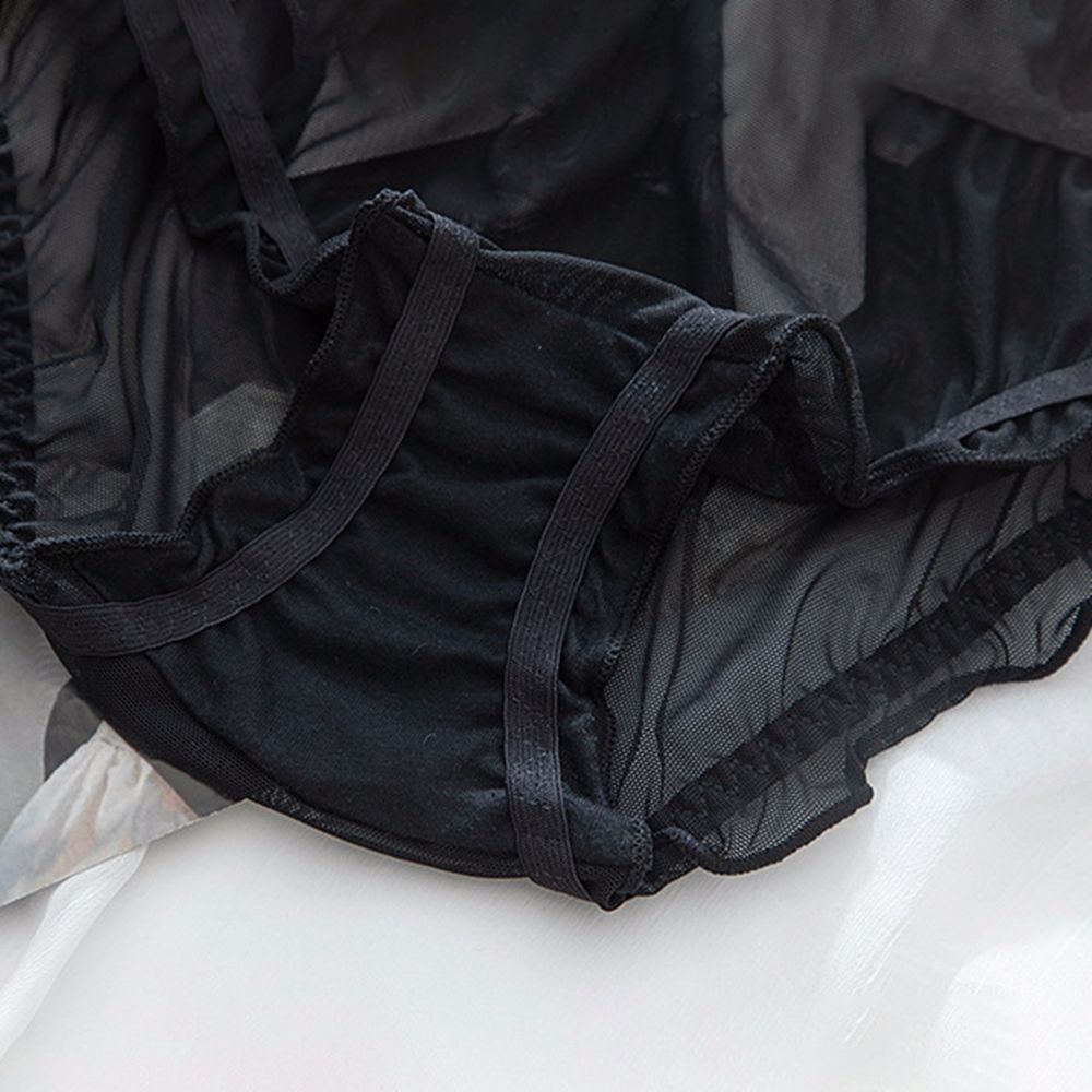 Quần Lót Ren Lưới Mềm Mại Lưng Thấp Thắt Nơ Phong Cách Hàn Quốc Cho Nữ