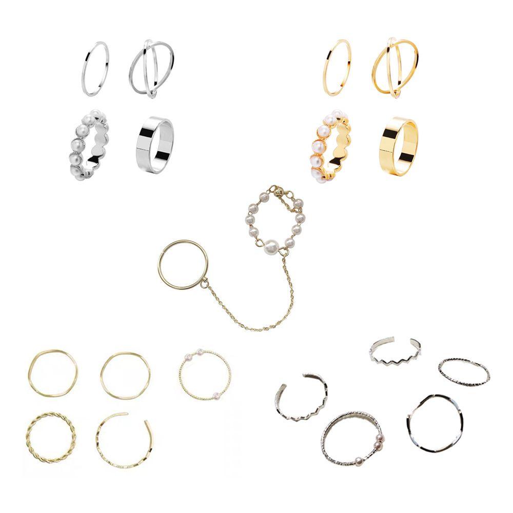 Set 4 Nhẫn Thiết Kế Mới Cao Cấp Thời Trang|Khảm. Nhẫn Hở Thiết Kế Đơn Giản Thời Trang