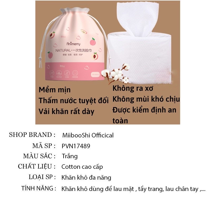 KHĂN LAU MẶT DÙNG 1 LẦN 100% BÔNG TỰ NHIÊN - CUỘN KHĂN GIẤY ANIMERY LAU MẶT ĐA NĂNG KHĂN KHÔ TẨY TRANG
