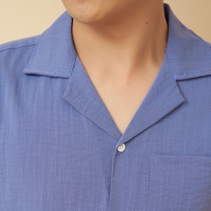 Sơ mi nam Edana Menswear vải đũi cổ vest cao cấp ngắn tay form rộng nhiều màu dành cân nặng 45 - 86kg | BigBuy360 - bigbuy360.vn