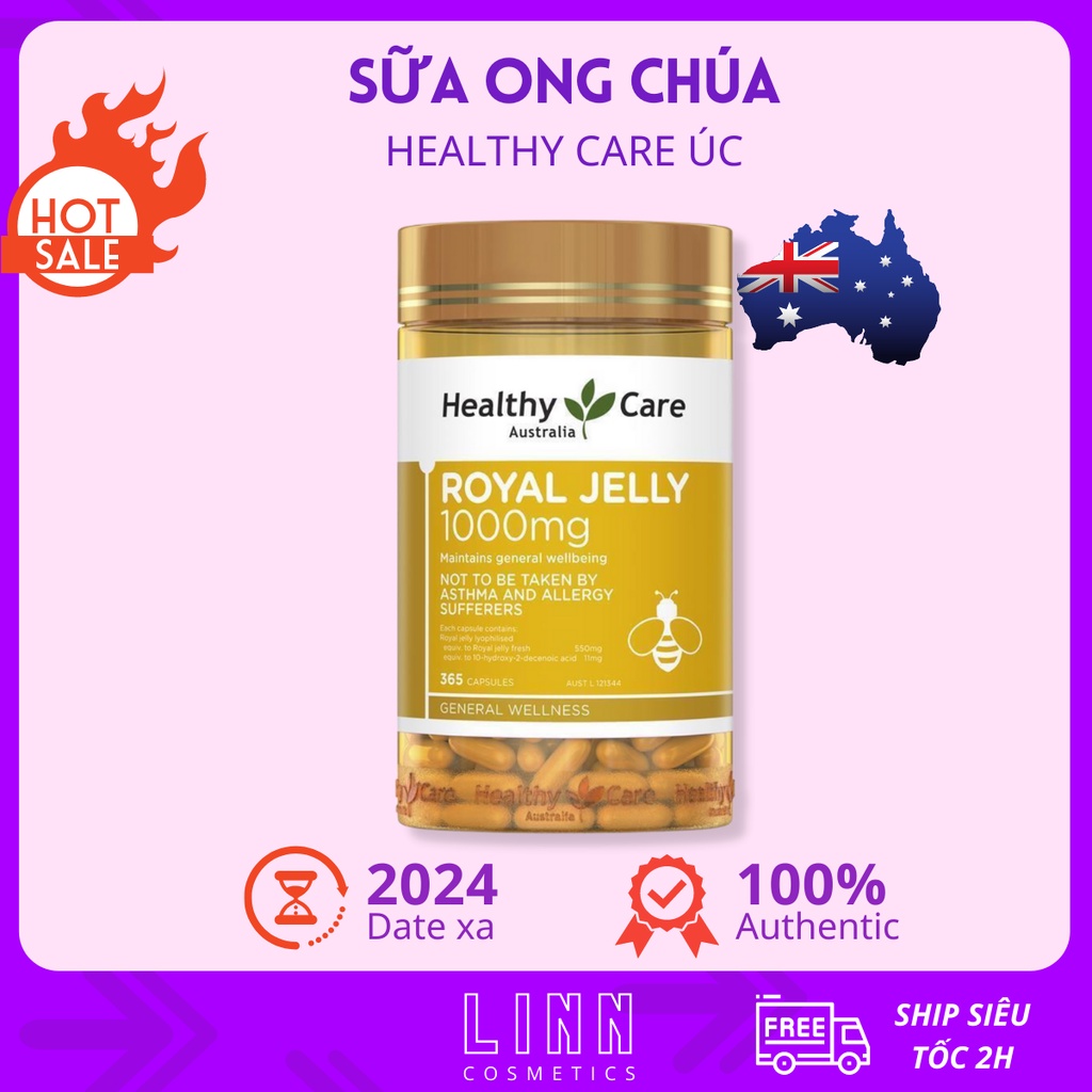 Sữa ong chúa Healthy Care Royal Jelly 1000mg của Úc