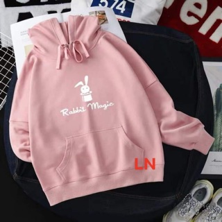 Áo hoodie nỉ bông in thỏ ảo thuật