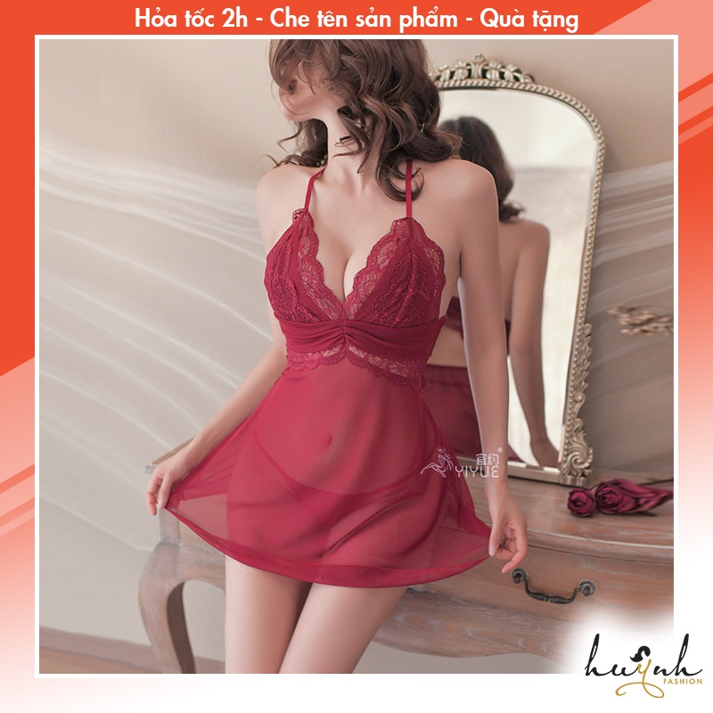 Đầm Ngủ Hai Dây Voan Xuyên Thấu Gợi Cảm - N12