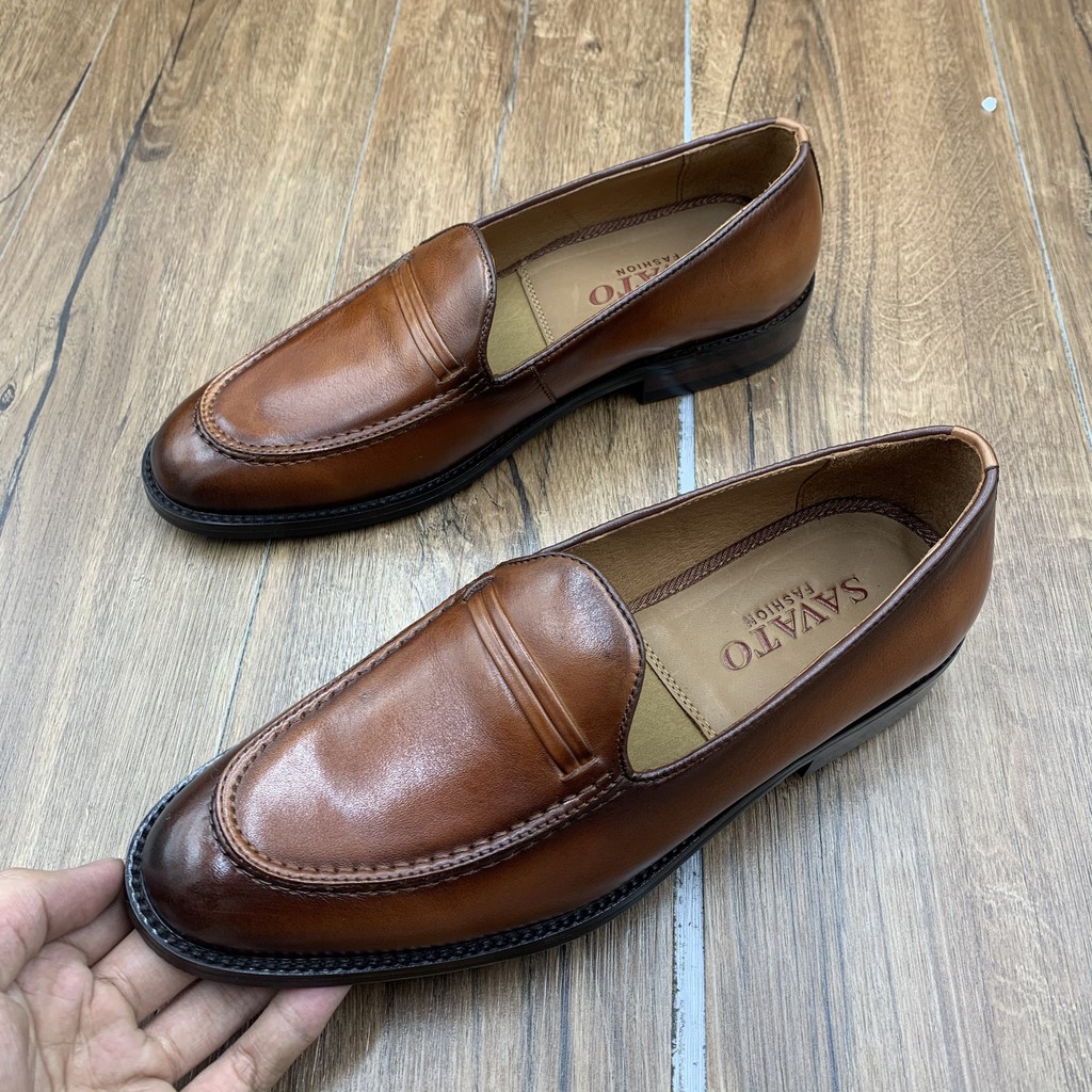 Giầy lười công sở nam sang trọng chất liệu da bò cao cấp  + Tặng đón gót sừng