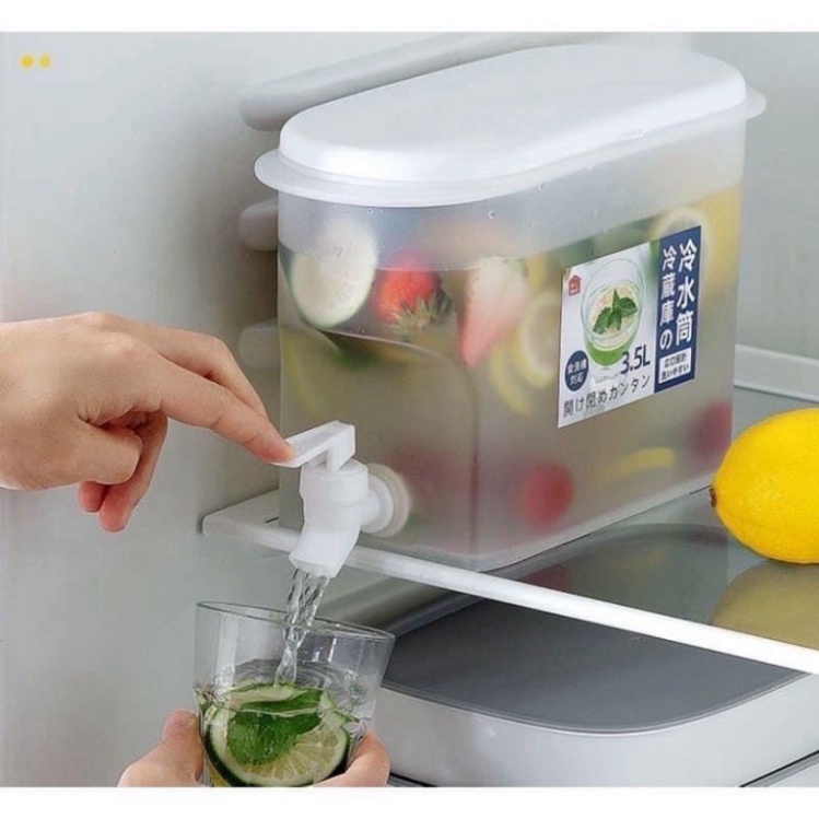 Bình đựng nước có vòi 3 ngăn riêng xoay tròn 360 - Bình nhựa cao cấp 5.2L tháo lắp đa năng để bàn v