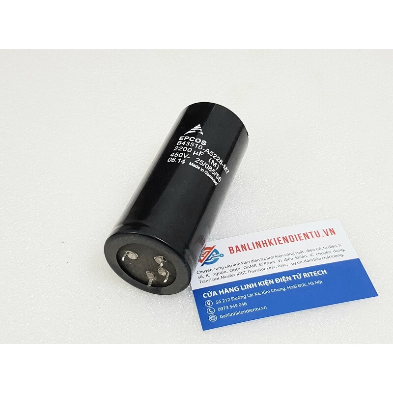 Tụ hóa 4 chân 2200UF 450V kích thước 105x45mm hàng tháo máy