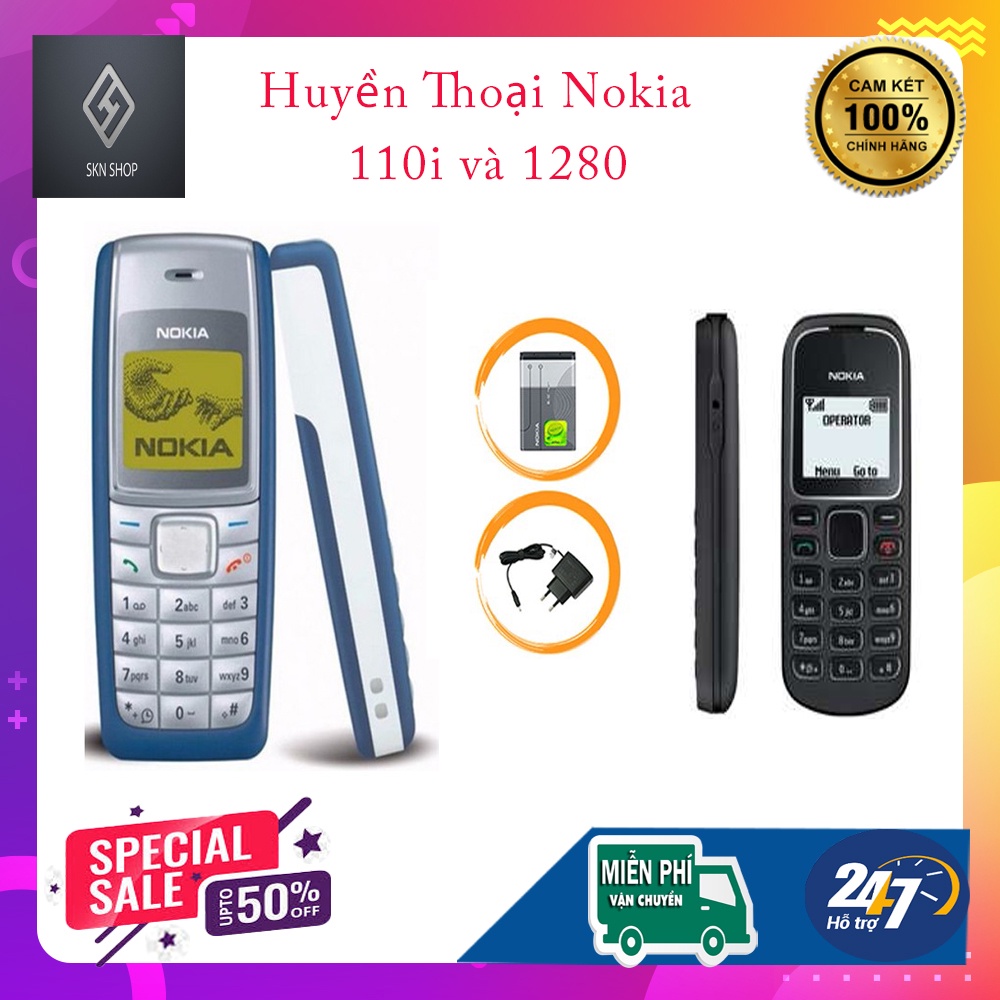 [Hàng Chính Hãng 100%]Điện thoại 1280 và 110i huyền thoại Tặng kèm pin + Sạc