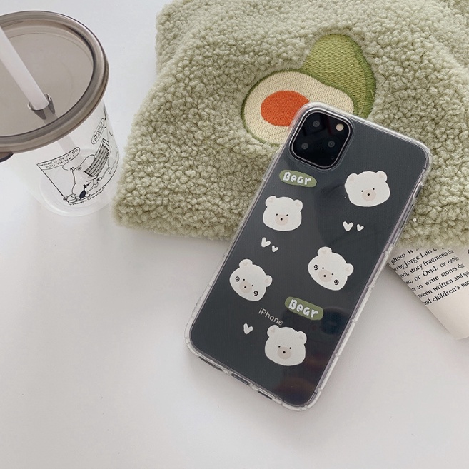 Ốp lưng iphone Ốp điện thoại bằng nhựa mềm trong suốt họa tiết gấu cho IPHONE 11PRO/XSMAX/XR/8PLUS 1 Dinuo case