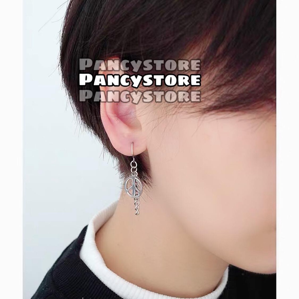 khuyên tai tròn dây xích bông tai titan Unisex nam nữ