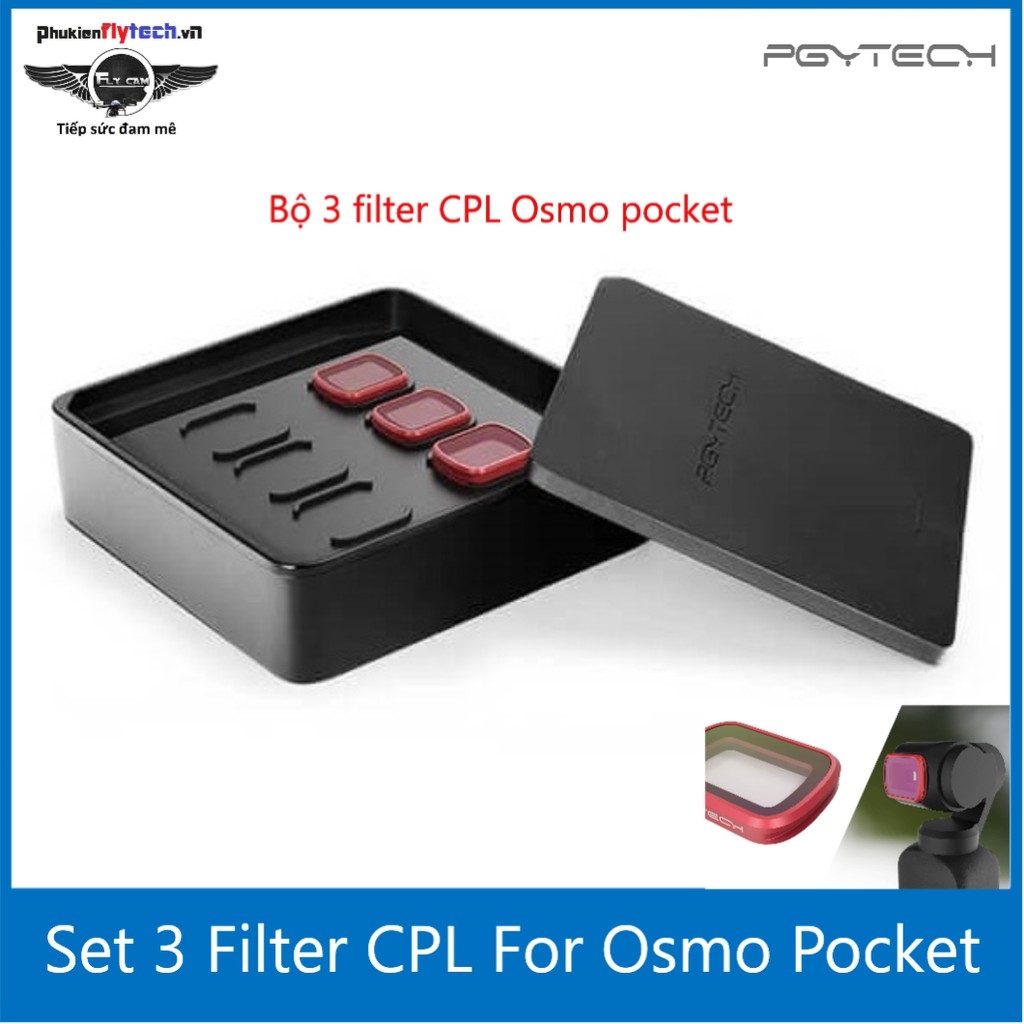 Bộ 3 filter CPL ND8 ND16 Osmo Pocket - Professional - PGYtech - Chính hãng - Giúp phơi sáng và giảm sáng lóa