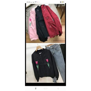 (BIGSIZE) áo khoác da lộn mỏng khoác thêu hoa
