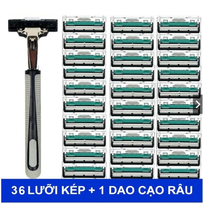 SET 1 Dao cạo râu +36 lưỡi kép + 1 lọ kem cạo râu