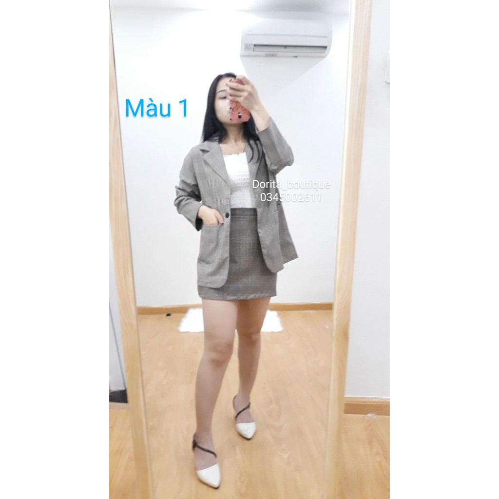 [Ảnh thật/Video] Set vest/ áo Blazer kèm chân váy kẻ - Set blazer nữ, Giá Sỉ | BigBuy360 - bigbuy360.vn
