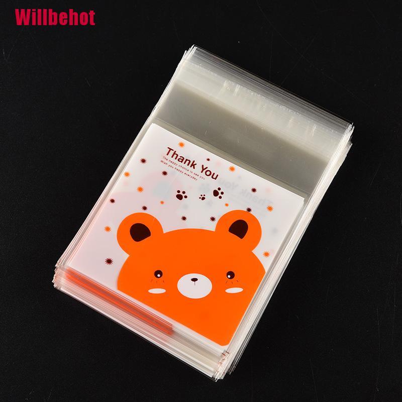 Set 100 Túi Thủy Tinh In Hình Gấu Dễ Thương Tiện Lợi