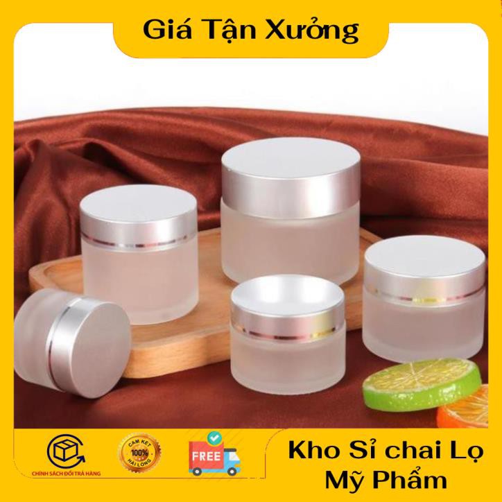 Hũ Chiết Mỹ Phẩm ❤ TRÙM SỈ ❤ [15g,20g] Hũ Chiết Mỹ Phẩm Thủy Tinh Mờ Nắp Bạc đựng kem , phụ kiện du lịch