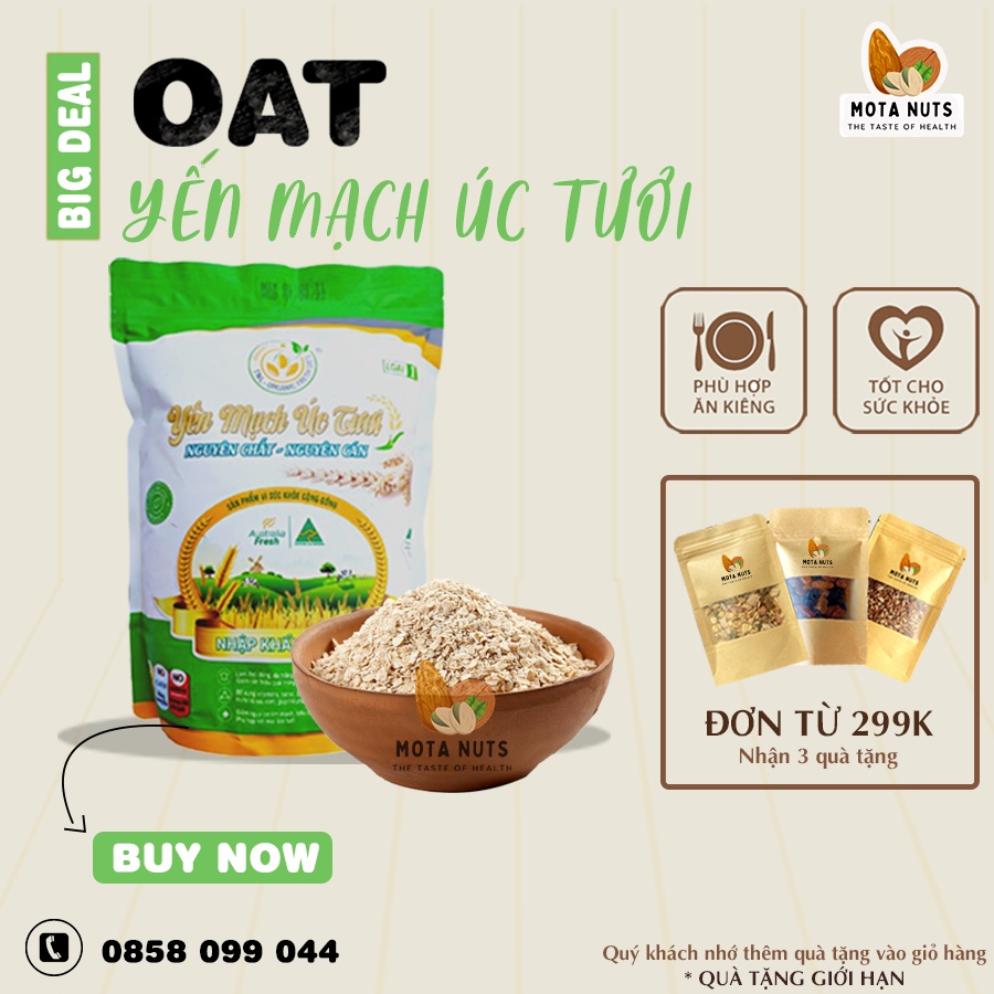 Yến mạch Úc tươi 1kg - Giảm cân - Chữ vàng chuẩn công ty - HSD mới nhất