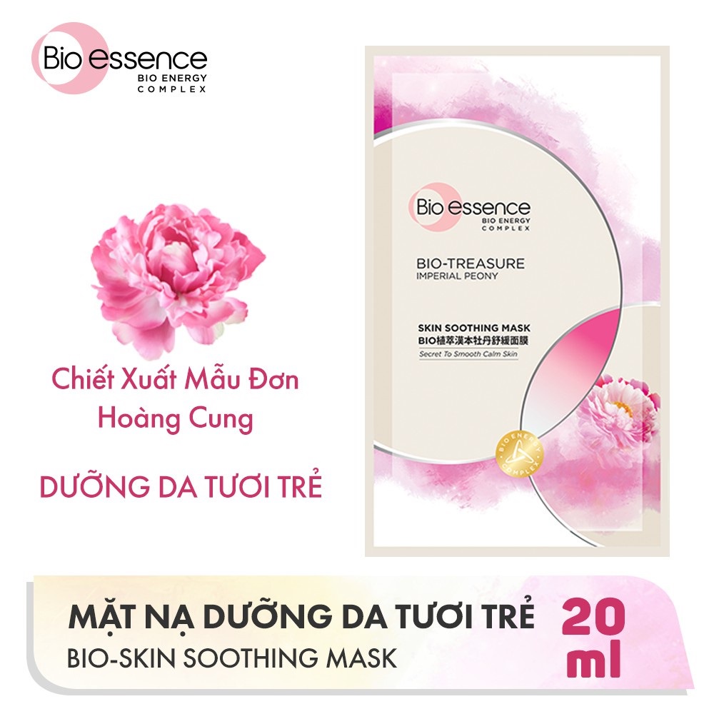 Hộp 12 Mặt Nạ Dưỡng Da Tươi Trẻ Chiết Xuất Hoa Mẫu Đơn Bio-Essence Bio-Treasure Skin Soothing Mask 12x20ml