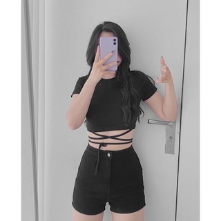 Áo Croptop đan dây eo sang chảnh