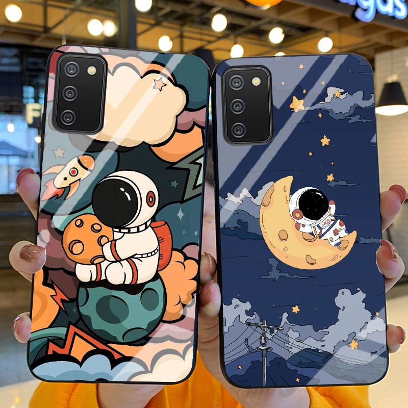 Ốp Lưng SAMSUNG GALAXY A02S/A02, A03s Ốp kính bóng cao cấp Phi Hành Gia