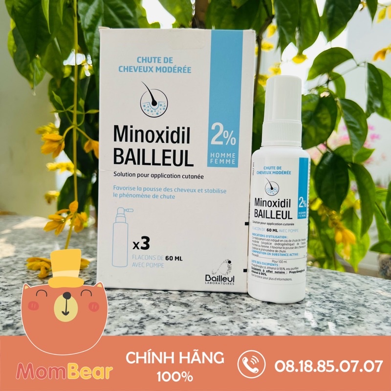 Dung dịch xịt hỗ trợ giảm rụng tóc Minoxidil Bailleul 2%