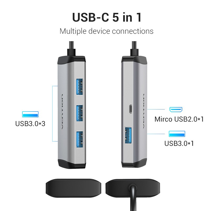 Đầu Chia Vention Usb 3.0 Type C Đa Năng Tiện Dụng Dành Cho Điện Thoại