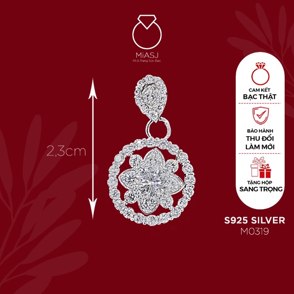 Mặt dây chuyền nữ Bạc Ý S925 MiASJ đính đá Cz nhiều kiểu dáng kích thước da dạng M5