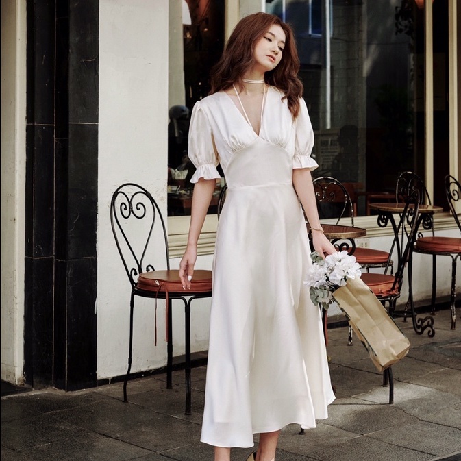 Harper dress - Váy tay bồng thắt nơ cổ thương hiệu Sonnet nữ tính xinh xắn tay bồng che khuyết điểm
