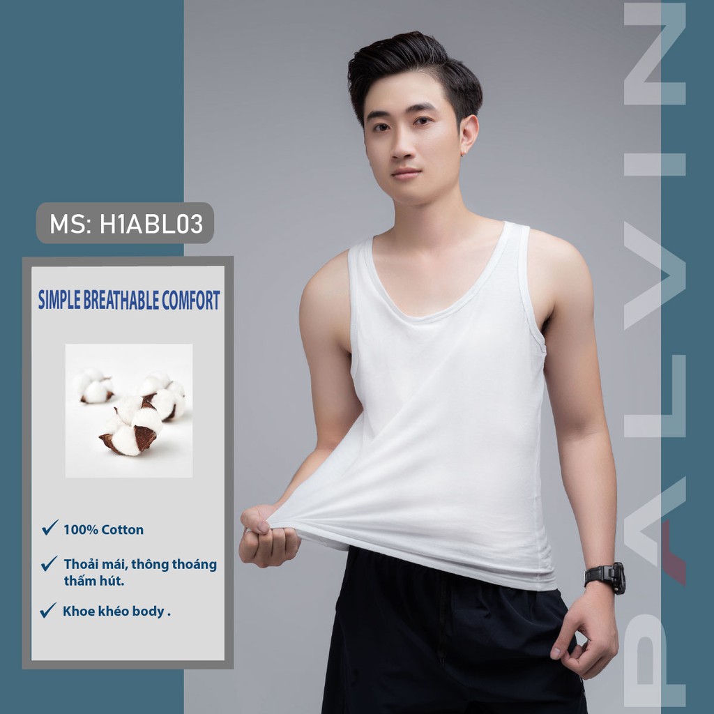 Áo ba lỗ PALVIN, dáng ôm vừa, cotton mềm mịn , mặc lót mặc phối - H1ABL01