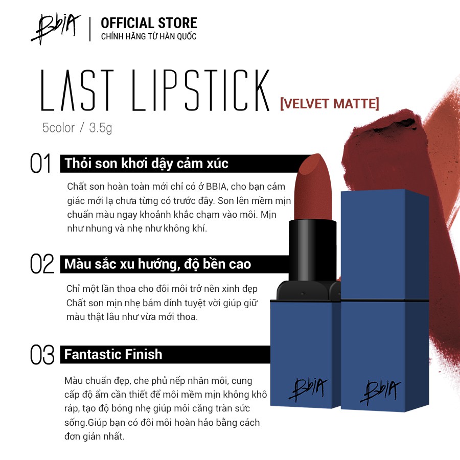 [Mã FMCGM50 - 8% đơn 250K] Son lì Bbia Last Lipstick Version 4 - 17 Sociable 3.5g (Màu cam đất ánh đỏ) | BigBuy360 - bigbuy360.vn