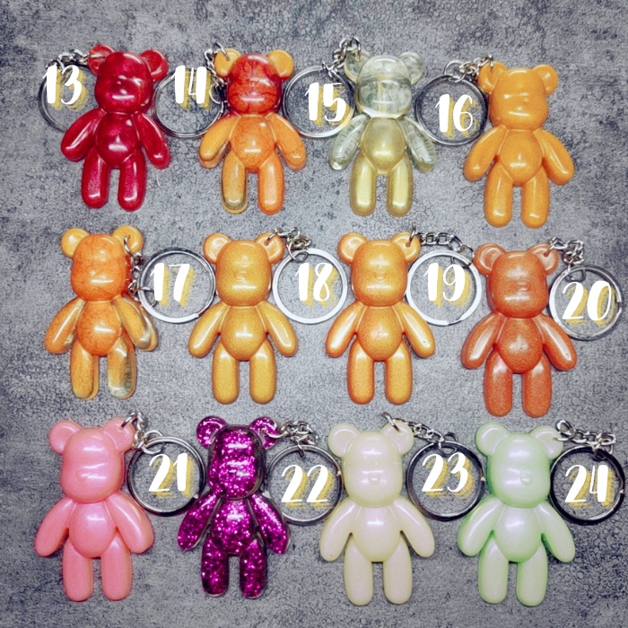 Móc khóa gấu bear nhựa resin kim tuyến lấp lánh nhiều mẫu lựa chọn