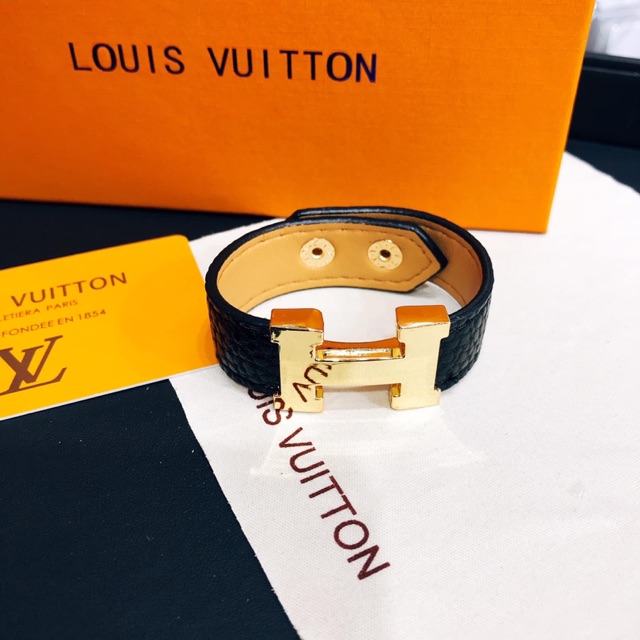 VÒNG TAY DA CHỮ H KIM LOẠI