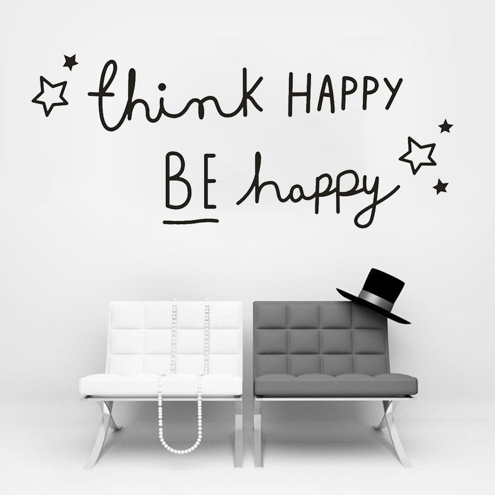 Giấy dán tường hình chữ Think Happy Be Happy trang trí nhà độc đáo