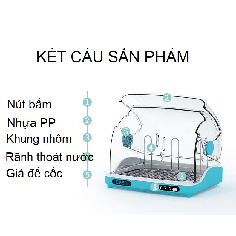 Máy sấy khô tiệt trùng bình sữa bằng tia UV