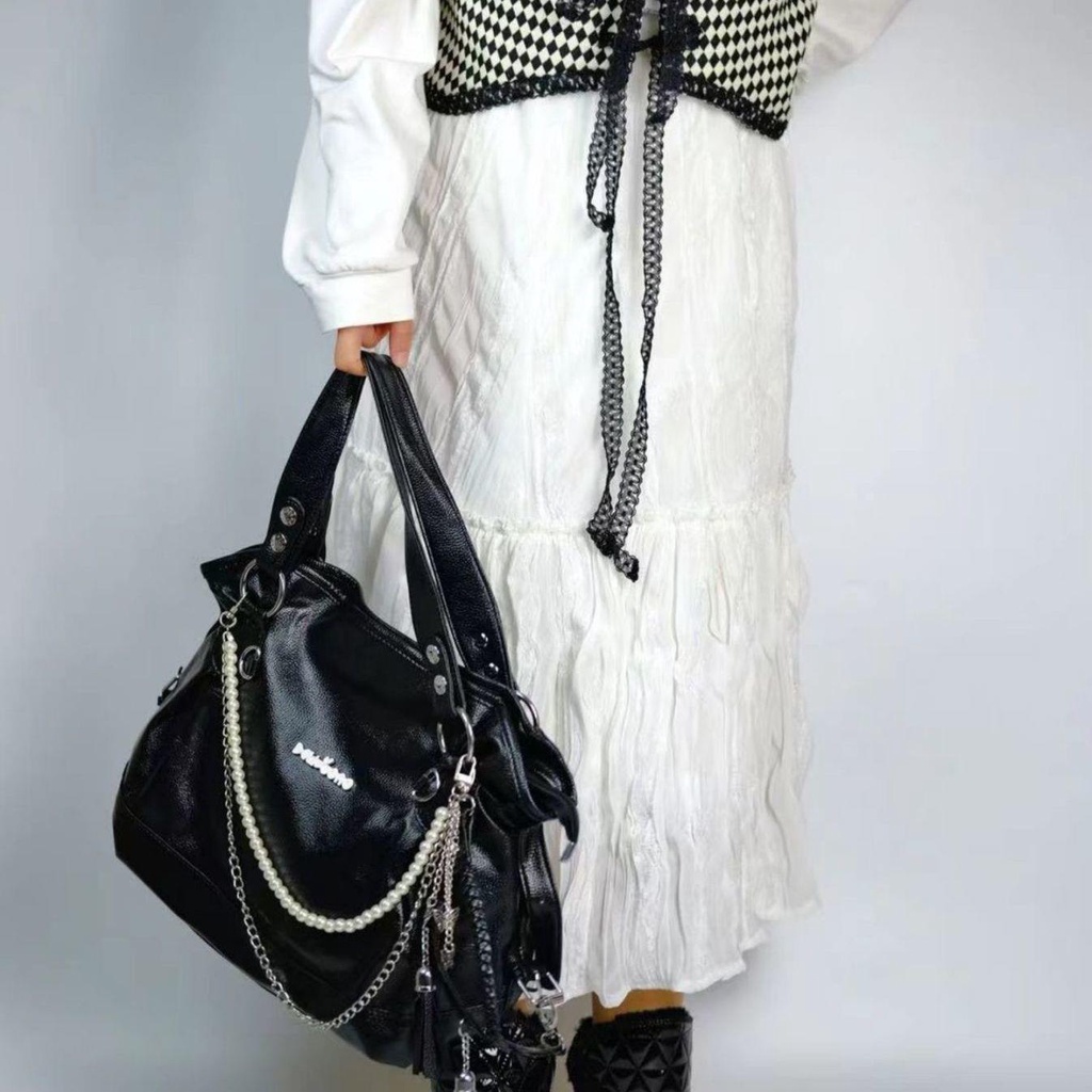 Túi Tote Đeo Một Bên Vai y2k Millennium Với Chuỗi Ngọc Trai Nhân Tạo Dành Cho Nữ