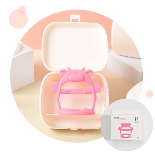 Gặm nướu sillicone hình chú bò Hãng Baby&I Hàn Quốc kèm hộp đựng vệ sinh