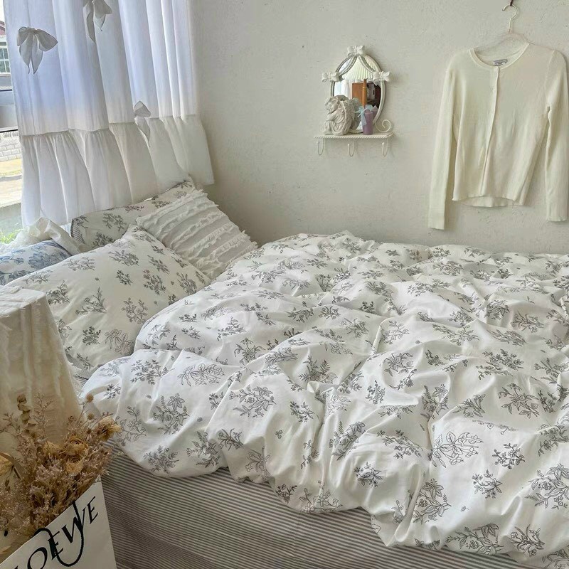Chăn Ga Gối Cotton Living 💝 FREESHIP 💝 Bộ Chăn Ga Cotton 100% "Cỏ Khô " nhập khẩu 4 món
