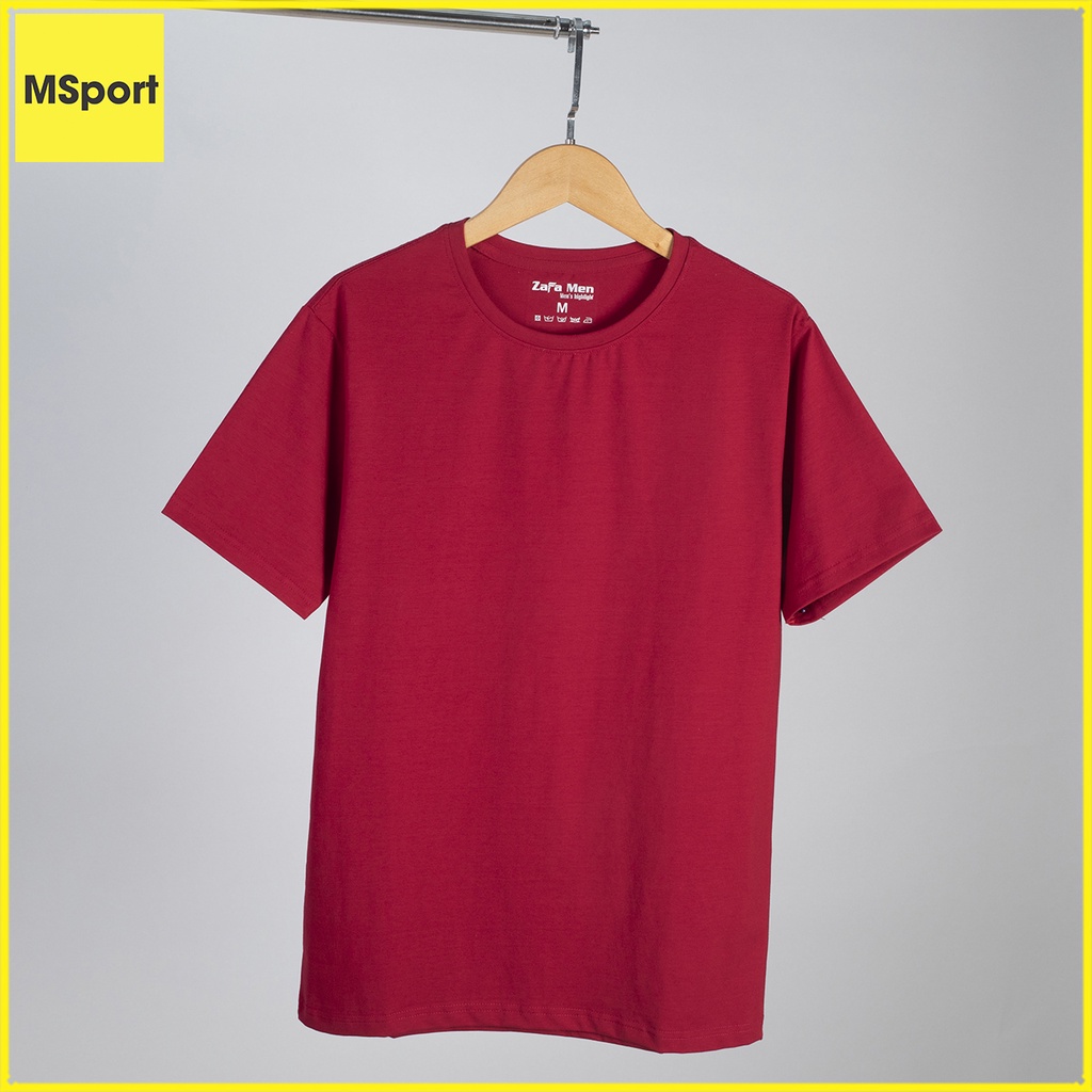 Áo Thun Nam Cổ Tròn Vải Cotton 100% Màu Đỏ Tươi, Áo Co Giãn 4 Chiều Thấm Hút Mồ Hôi Tốt