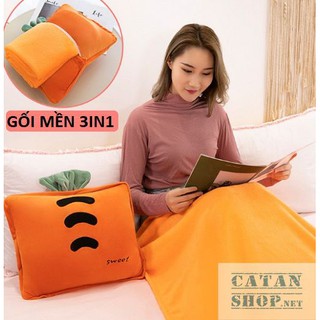 GỐI MỀN 3in1 ❤️FREESHIP❤️ Gối mền TRÁI CÂY VUÔNG siêu cute, nỉ nhung siêu mịn, bộ chăn gối văn phòng GM73