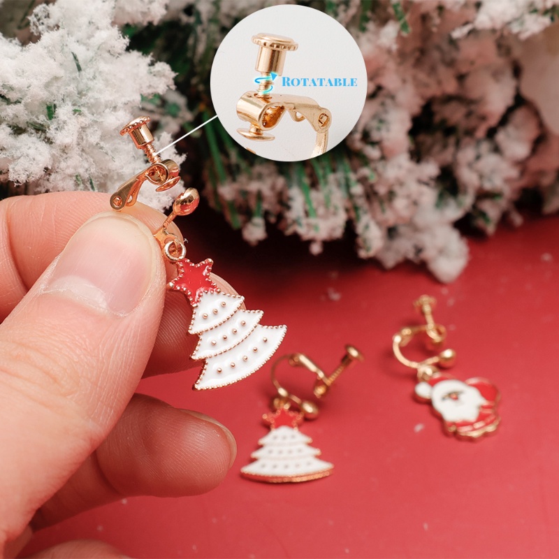 1 Cặp Bông Tai Hợp Kim Hình Ông Già Noel / Cây Thông / Chuông Giáng Sinh Dễ Thương Cho Nữ