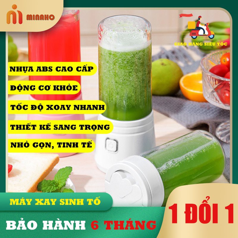 Máy xay sinh tố mini đa năng Minaho, động cơ khỏe, tốc độ nhanh, thiết kế sang trọng, 6 lưỡi