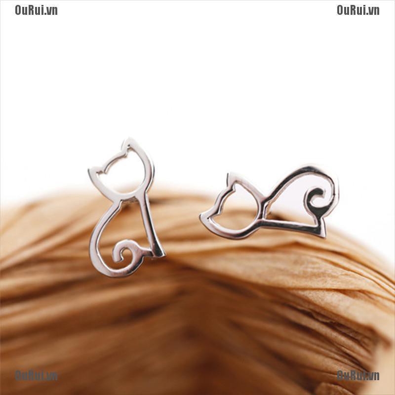 (FCC) Bông Tai Kim Loại Hình Mèo Xinh Xắn Cho Nữ