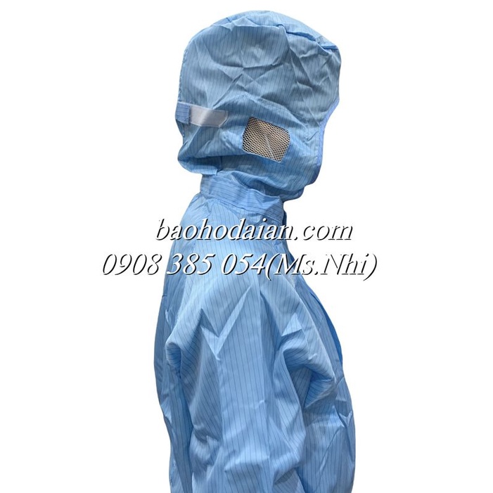 Quần áo phòng sạch vải chống tĩnh điện bộ liền thân- Hình thật