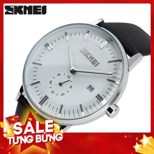 Đồng Hồ Nam SKMEI Dây Da Mềm Kim Quay Có Lịch