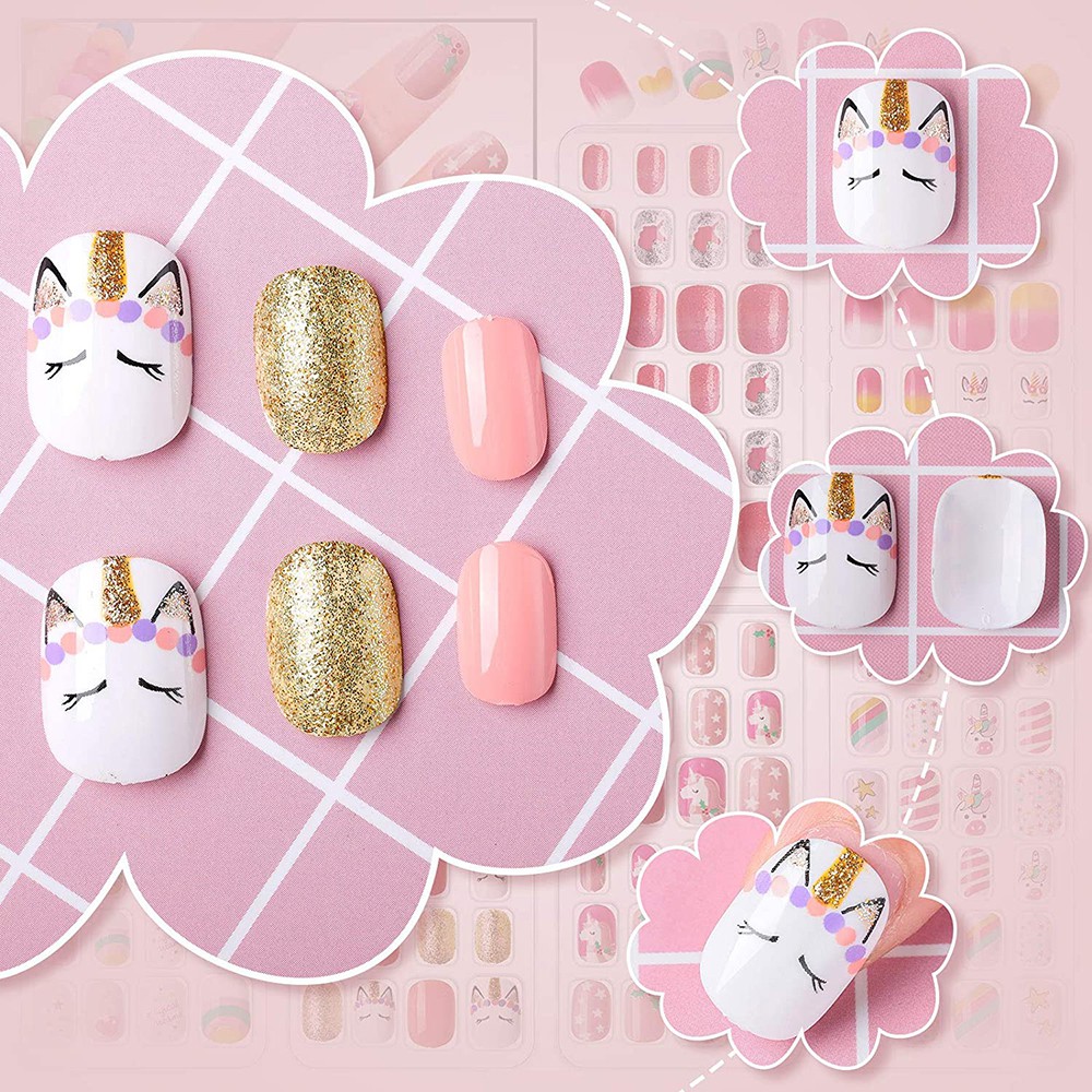 [Hàng mới về] Set 24 móng tay giả họa tiết xinh xắn dành cho bé