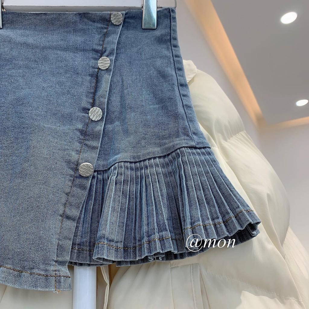 2101443 Chân váy jeans nữ ulzzang có giãn chất jeans mềm body tôn dáng thời trang basic | BigBuy360 - bigbuy360.vn